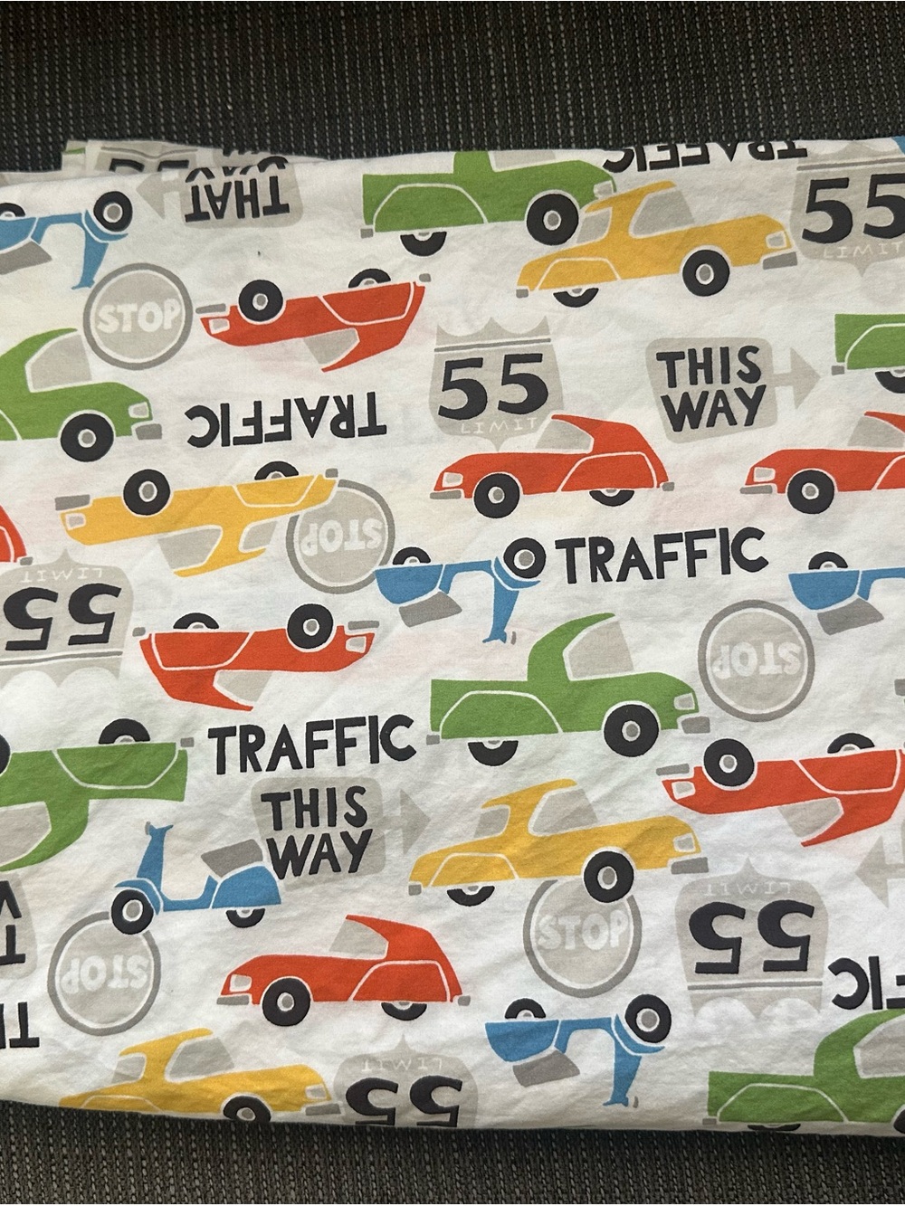 Pottery Barn Kids Cotton Flat sheet twin with Red, Yellow, Blue, and green Cars